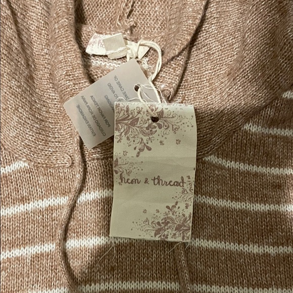 Hem & Thread Tan and Cream Striped Long Sleeve Dress - Picture 2 of 11